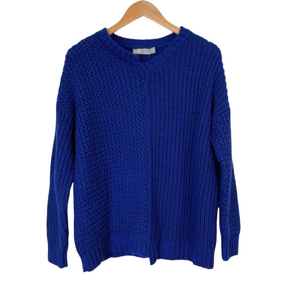 Asos Cobalt Blue Sweater Patchwork Chunky Knit Asymmetrical 4 S Reconstructed - Picture 1 of 10
